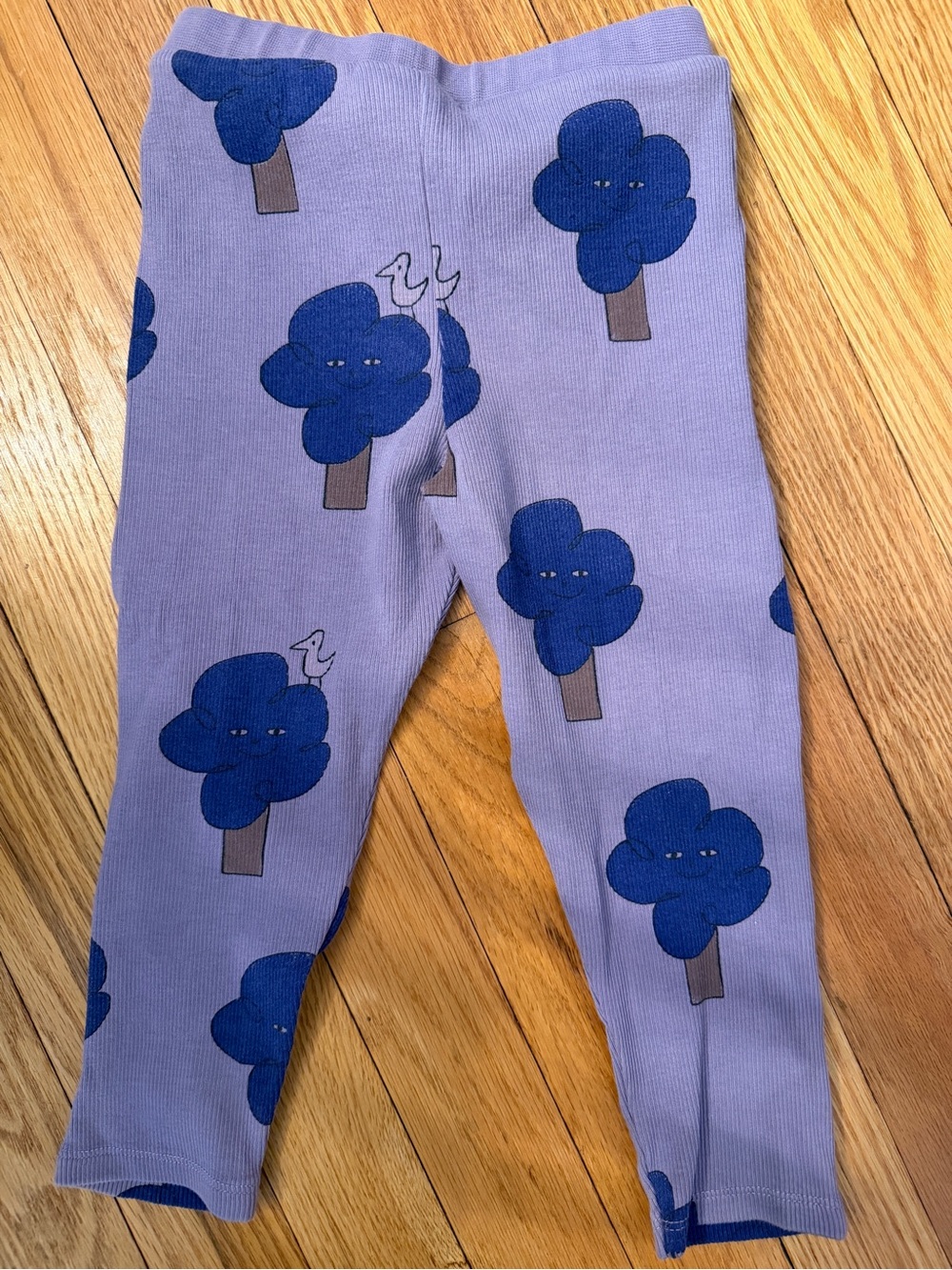 Girls Lavender Leggings with Blue Tree Print